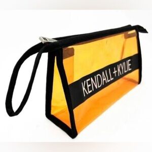 Kendall & Kylie Orange Transparent Cosmetic Makeup Bag Wristlet
